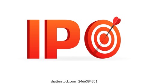 IPO-Symbol. IPO Banner Darts-Symbol. Flacher Stil. Vektorgrafik-Symbol