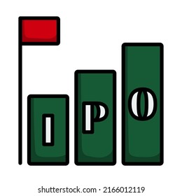Ipo Icon. Editable Bold Outline With Color Fill Design. Vector Illustration.