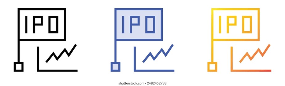 icono de ipo. Diseño de estilo de relleno lineal, azul y degradado aislado sobre fondo blanco