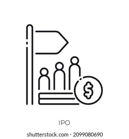 IPO-Symbol. Konkretes Stildesign einzeln auf weißem Hintergrund