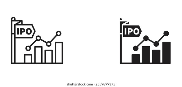 IPO Icon set in black color for ui designs