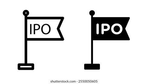 IPO Icon set in black filled and line.