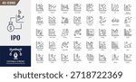 IPO icon set. Stocks, trading, shares, equity, stock market and more. Vector illustration