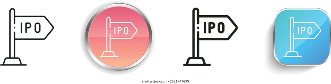 ipo icon. Thin Linear, Regular and Button Style Design Isolated On White Background