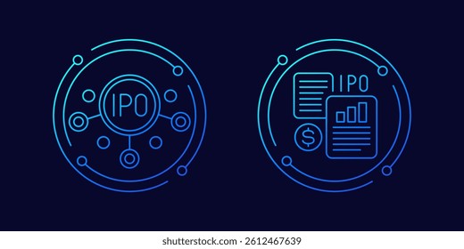 IPO icons, Initial public offering linear design