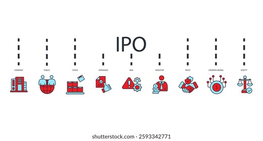 IPO icons set isolated on White Background Flat style design