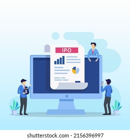 IPO Initial Public Offering Concept. Stock Market Shares Vector Illustration.