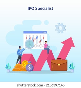 IPO Initial Public Offering Concept. Stock Market Shares Vector Illustration.