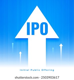 ipo initial public offering concept background with growth arrow vector