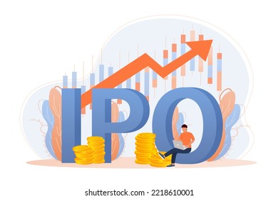 IPO, initial public offering, investment opportunity or make profit from new stock concept. Return on investment, financial solutions, passive income.