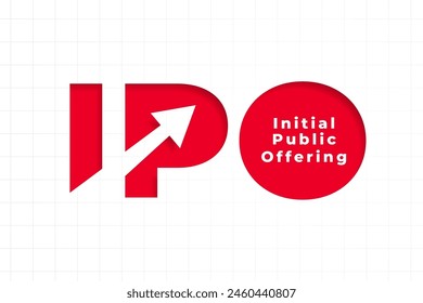 ipo initial public offering launch background in papercut style vector