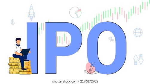 IPO Initial Public Offering Money Investment for Business with Coin Investment Opportunity Make Profit from New Stock Concept Trader Trading IPO with Bullseye Target Company go Public in Stock Market