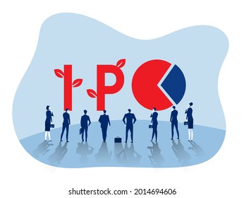 IPO, initial public offering. people Investing strategy Concept ,Flat vector illustration.