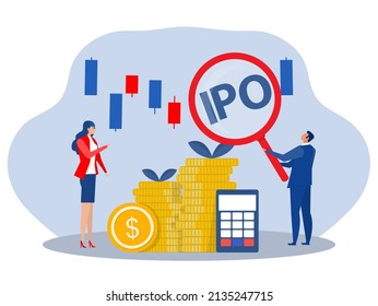 IPO, initial public offering. people Investing strategy Concept ,Flat vector illustration.