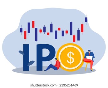 IPO, initial public offering. people Investing strategy Concept ,Flat vector illustration.