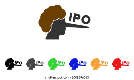Ipo Lier icon. Vector illustration style is a flat iconic IPO lier symbol with grey, yellow, green, blue, red, black color variants. Designed for web and software interfaces.