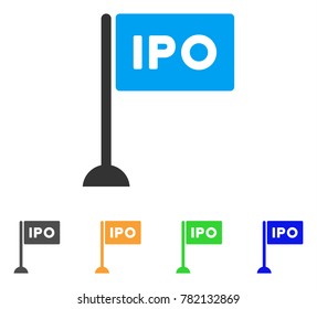 Ipo Rectangle Flag icon. Vector illustration style is a flat iconic ipo rectangle flag symbol with gray, green, blue, yellow color variants. Designed for web and software interfaces.