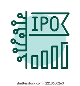 símbolo de la OPV с línea de color. Oferta pública inicial. Pictograma para página web.