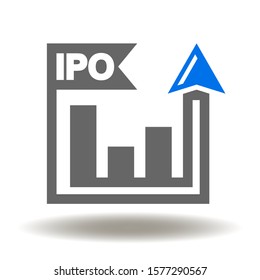 IPO Stock Index Growing Chart Icon Vector. Initial Public Offering Growth Chart Financial Statistics Logo.
