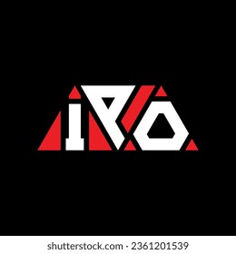 IPO triangle letter logo design with triangle shape. IPO triangle logo design monogram. IPO triangle vector logo template with red color. IPO triangular logo Simple, Elegant, and Luxurious design.