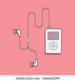 Reproductor de música de audio Ipod con ilustración vectorial de auriculares