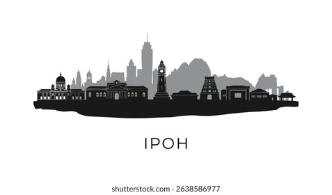 Ipoh City Skyline with Malaysia, Silhouette, and Landmark.