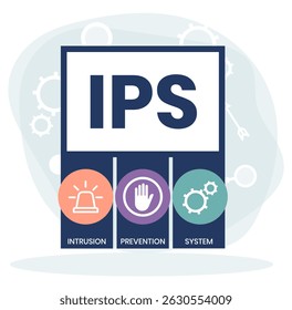 IPS - Sistema de Prevenção de Intrusões acrônimo. plano de fundo do conceito de negócios. conceito de ilustração vetorial com palavras-chave e ícones. ilustração de letras com ícones para banner da Web, folheto, página inicial