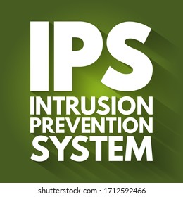 IPS - Intrusion Prevention System is a network security tool that continuously monitors a network for malicious activity, acronym, text concept background
