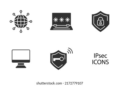 IPSec. Internet and Protection Network icons set . IPSec. Internet and Protection Network pack symbol vector elements for infographic web
