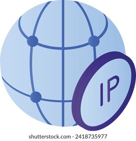 IPSec TLS Sign, Internet Protocol address isometric Concept, Sticky dynamic IP color Vector Icon Design, Cloud computing and Web hosting services Symbol, IPv4 and IPv6 stock illustration