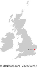 Ipswich City Location on Map of United Kingdom