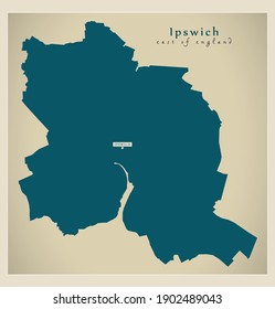 Ipswich district map - England UK