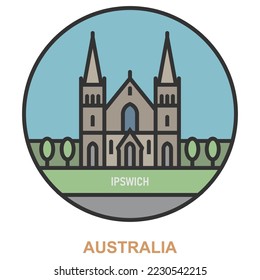 Ipswich. Städte in Australien. Flaches Wahrzeichen
