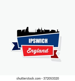 Ipswich UK ribbon banner - vector illustration