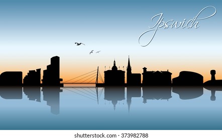 Ipswich UK skyline - vector illustration
