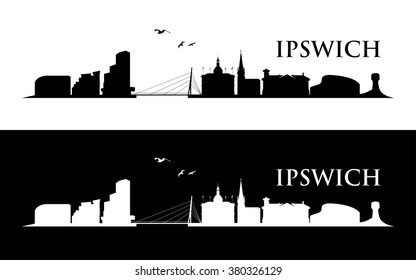 Ipswich UK Skyline - Vector Illustration
