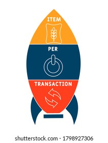 IPT - artículo por transacción. concepto de negocios de siglas. concepto de ilustración vectorial con palabras clave e iconos. ilustración con iconos para banner web, volante, página de inicio, presentación