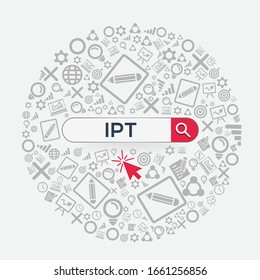 IPT media (artículo por transacción) Palabra escrita en la barra de búsqueda, ilustración vectorial.