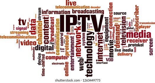 IPTV word cloud concept. Vector illustration svg