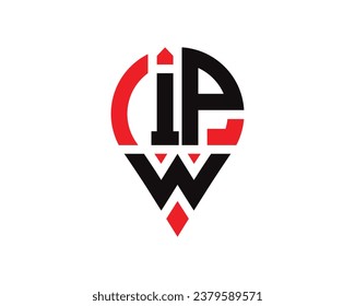 Diseño del logotipo de la forma de ubicación de la letra IPW. Diseño sencillo del logotipo de ubicación de la letra IPW.