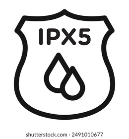 Ipx5 waterproof icon Black line art vector logo