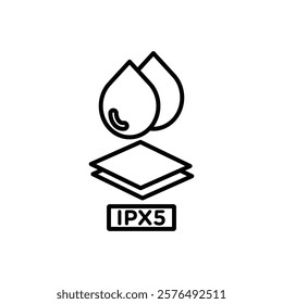 Ipx5 waterproof icon vector outline logo sign