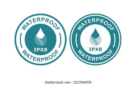 IPX8 waterproof vector logo badge. Suitable for business, information and product label