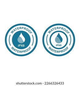 IPX8 waterproof vector logo badge. Suitable for business, information and product label