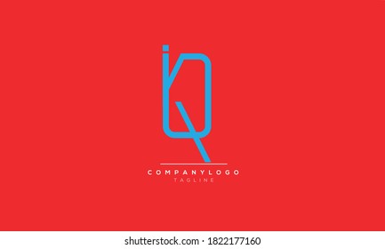 IQ iniciales abstractas diseño del logotipo del alfabeto de texto de letra monográfica
