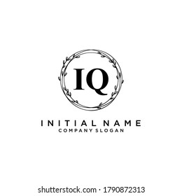 IQ Beauty vector initial logo, handwriting logo of initial signature, wedding, fashion, jewerly, boutique, floral and botanical with creative template for any company or business.
