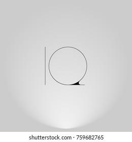 IQ Black thin minimalist LOGO Design with Highlight on Gray background.