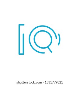 IQ Blue Letter Design. Vector typography. hope poster or card. Blue graphic element for typography style, minimalistic design. Editable stroke. Stock vector illustration isolated on white background.