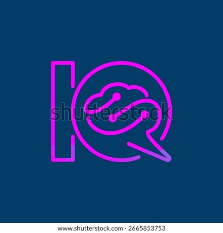 IQ brain technology logo design, IQ logo with brain icon on modern gradient color, modern minimalist brain tech logo concept suitable for AI company logo