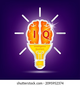 IQ Emotional intelligence. Heart and brain on balanced scale symbol. Intelligence Quotient and Emotional Quotient of a child. Design logo products in the form of the brain, light bulb. Vector EPS10.